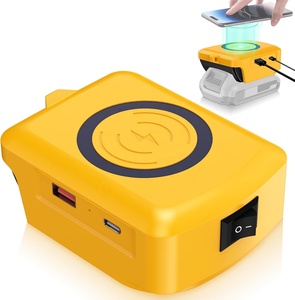Chargeur de téléphone <span class=keywords><strong>sans</strong></span> <span class=keywords><strong>fil</strong></span> pour batterie Dewalt 20V, adaptateur 4 en 1 avec sortie USB et type-C pour le camping, les voyages, le travail en extérieur - Product Image 1