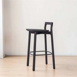 Decoout Modern Low <strong>Back</strong> <strong>Counter</strong> Height Bar <strong>Stool</strong> Solid Ash Wood Frame High Bar Chair for Restaurant - Product Image 4