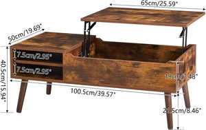 طاولة قهوة أعلى رفع مع مقصورة مخفية ترتفع بطاولة مركزية - Product Image 3