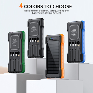 Factory Customization Solar Power Bank 10000mAh Built in 4 Cables Custom Logo Wireless Power Banks Solar Charger