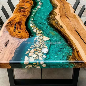 Free Sample High Quality Solid Walnut Wood Black Color Restaurant Coffee Cafe River <strong>Epoxy</strong> <strong>Resin</strong> Kitchen Dining <strong>Table</strong> - Product Image 2