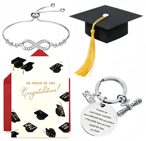 Set de Regalos de Graduación Novedosos de 4 Piezas: Pulseras, Llavero, Tarjetas y Gorro, Recuerdo Decorativo - Product Image 1