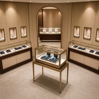 Vitrine à bijoux en verre éclairée par LED, dimensions personnalisables, pour magasin de bijoux, vente au détail et en gros