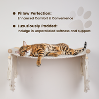 Ropecube Lit hamac mural moderne pour chat avec étagère en bois et corde en coton, pour usage intérieur, salon et parc, mobilier de couchage pour chat