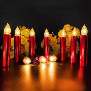 Rote Weihnachtsbaumkerzen mit Timer und Fernbedienung warmes gelbes Licht Mini-Größe perfekt für Indoor und Outdoor Holiday Deco