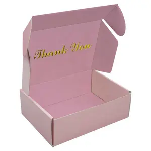 Customized logo packaging corrugated box pink mailer packaging box for clothing shipping of paper cajas de carton mailer boxes