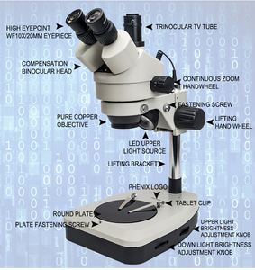 XTL-165-CT Phenix 7X-45X con schermo LCD da 9.<span class=keywords><strong>7</strong></span> pollici con Zoom digitale microscopio stereoscopico trinoculare per telefono riparazione PCB - Product Image 4