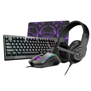 BSCI ISO audited factory wired gaming bundle with keyboard,mouse,headset,pad for gaming,office