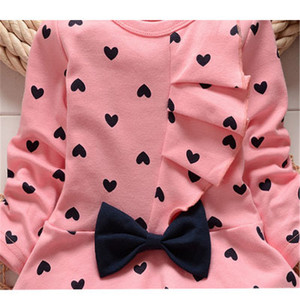 2Pcs Newborn Infant Baby Girls Clothes Set Spring Autumn Toddler Girls <b>Heart</b> <b>Print</b> Bow Dress <b>Tops</b> + Solid Pants Kids Cloth Sets. - Product Image 6