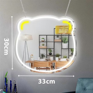 Miroir sur pied contemporain ondulé néon avec cadre lumineux rose, jaune et blanc, en plastique, pour usage domestique - Product Image 4