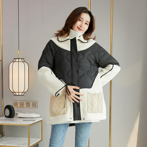 Manteau Sherpa d'hiver chaud pour mamans de grande taille Maternité stade tardif Parka surdimensionnée Veste polaire tendance Veste respirante d'automne - Product Image 6