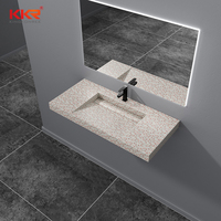 Évier double suspendu au mur salle de bain italienne moderne flottant vanity top lavabo surface solide marbre blanc lavabo de salle de bain