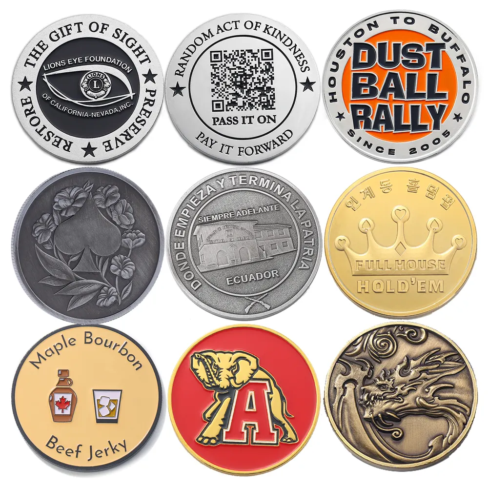 Entwerfen Sie eigene antike Silber Gold Kupfer Poker Qr Code Spiel Herausforderung Münze Emaille Zink legierung 3D Metall benutzer definierte Münzen