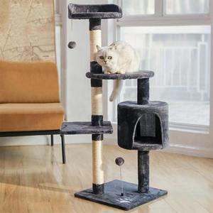 Luxe Premium Jumbo chat gratter arbre <span class=keywords><strong>tour</strong></span> gris <span class=keywords><strong>château</strong></span> maison avec fourrure lit jouets pour gros chats chaton-Applicable - Product Image 5