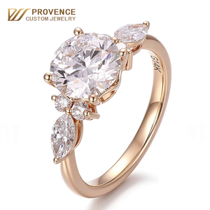 Anillo de diamantes cultivados redondos de 2.5 quilates en oro real de 14 quilates, certificado IGI, fabricante de anillos de compromiso y boda para mujer. - Product Image 1