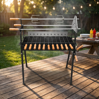 Grill électrique rotatif en acier inoxydable pour charbon de bois, 40 brochettes, automatique, pour Arrosticini, avec contrôle tactile de sécurité et système Flame Tamer