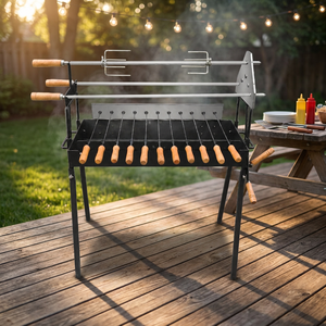 Grill Elettrico Girevole in Acciaio Inossidabile <span class=keywords><strong>per</strong></span> Spiedini e <span class=keywords><strong>Arrosticini</strong></span>, 40 Spiedini Singoli, Automatico, con Controllo Touch di Sicurezza e Sistema Flame Tamer - Product Image 5