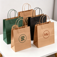 Sac en papier kraft blanc de luxe personnalisé avec logo, écologique, recyclable, sûr pour les aliments, avec poignée, pour cosmétiques, parfums, chaussures