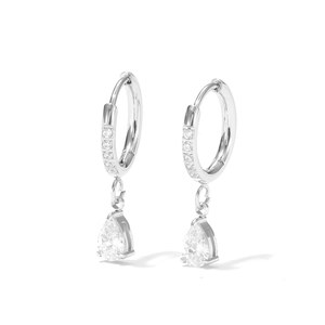 Pendientes colgantes de circonia cúbica chapados en oro de 18 quilates, Pendientes colgantes de acero inoxidable Love para mujer, joyería romántica - Product Image 4