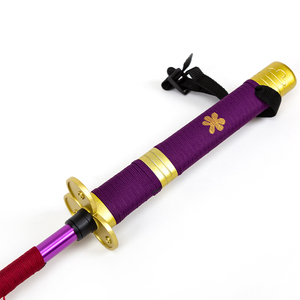 Bâton de randonnée pliable en alliage d'aluminium violet, réglable en 3 sections, avec poignée en EVA et embout en caoutchouc pour la randonnée - Product Image 4