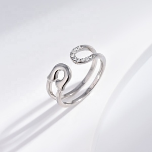 wholesale plata 925 sterling <b>silver</b> designer knuckle <b>ring</b> fashion knot hip hop women 14k gold wedding <b>adjustable</b> geometric <b>rings</b> - Product Image 3