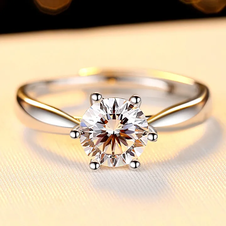 Fashion Moissanite ring GRA certificate adjustable wedding rings women bulk 925 sterling silver casual rings for ladies