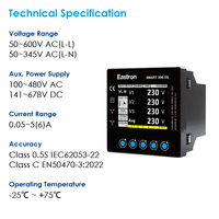Analizador de Energía Inteligente Eastron X96-5S RS485 y Ethernet, Medidor de Energía Trifásico Bidireccional con CT y PT