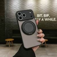 Coque de téléphone givrée mate avec anneau magnétique et support pour iPhone 17 16 15 14 Pro Max, support intégré, coque arrière antichoc en PC et TPU