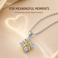 Nouveaux bijoux en moissanite, argent sterling S925, élégant, unique, collier pendentif en moissanite à quatre pierres, plaqué or, chaîne en corde, GRA