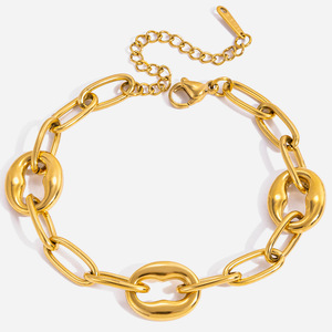 Pulsera de Cadena en Forma de O de Acero Inoxidable Dorado Minimalista Moderna, Joyería Unisex para Regalo - Product Image 1