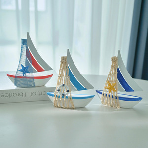 Modelo de Velero Mediterráneo, Barco de Madera Decorativo, Paquete de Varias Piezas, Decoración de Escritorio con Temática Marina, Regalo para Sala de Estar - Product Image 1