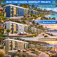 Maison modulaire entièrement en aluminium pour les stations balnéaires et les îles |   Maison de plage préfabriquée résistante à la corrosion pour les zones à forte humidité salée