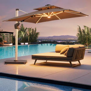 Sombrilla de Patio económica de 3,5 m, sombrilla de <span class=keywords><strong>jardín</strong></span> al aire libre con dosel doble cuadrado moderno <span class=keywords><strong>para</strong></span> hoteles, playas y parques - Product Image 1
