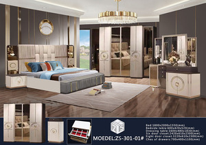 Juego de muebles de dormitorio de lujo moderno con marco de madera para el hogar completo - Product Image 2