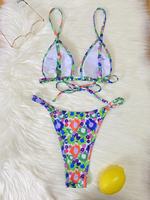 JSN 2023 nouveau maillot de bain à fleurs coupe haute Sexy Mini string Bikini femmes maillots de bain
