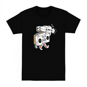 T-shirt Radio Funkalicious Nera con grafica di design, abbigliamento casual unisex - Product Image 2