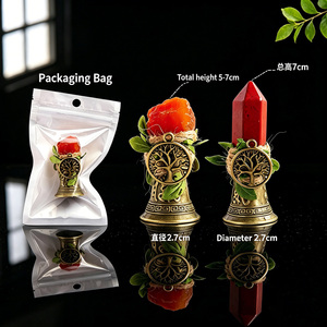 Campana in Ottone Rustica con Cristallo Grezzo e Albero della Vita, Campana Rituale in Metallo Antico per Altare Magico e Decorazione Meditativa - Product Image 3