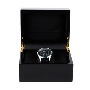 Caja de Reloj de Madera Negra de Lujo para un Solo Reloj, con Acabado Protector de Pintura Piano Brillante, Logotipo Personalizado - Product Image 1