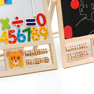 Lavagna Magnetica Bifacciale Personalizzata in Legno Massello per Bambini con Abaco, Orologio e Tavola per <span class=keywords><strong>Disegno</strong></span> Alfabeto Arabo - Product Image 4