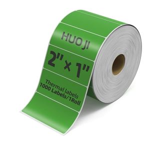 Étiquettes thermiques Huo Ji 2x1 pouce rectangulaires autocollantes 1000 par rouleau, sensibles à la chaleur pour l'emballage logistique - Product Image 1
