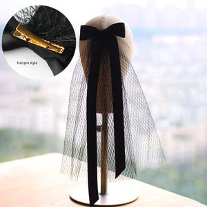 All'ingrosso della fabbrica di moda morbida maglia da sposa veli accessori per capelli da sposa bianco nero fiocco veli gioielli per la sposa - Product Image 5