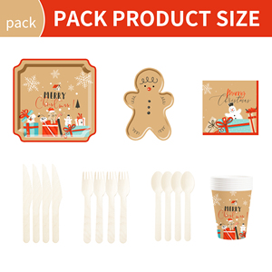 DAMAI New Christmas Tableware Set Merry Christmas Themed Party Set Plates Cups Napkins for Picnic Dinner Party Decoration - Product Image 2