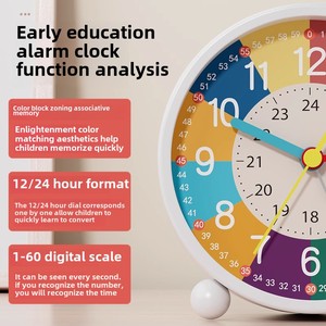 Reloj Despertador Creativo de Cuarzo para Estudiantes y Niños, Diseño Moderno LED de Escritorio, Reloj Despertador Pequeño de Metal con Dibujos Animados para Educación Temprana - Product Image 5