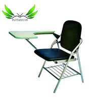 Chaise d'étudiant pliable moderne en PU à prix abordable avec tablette d'écriture, chaise de bureau pliante en maille pour la formation et les conférences