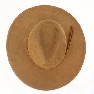 Wholesale Custom Wide 10cm Brim Fedora <b>Hats</b> Unisex Jazz Peach Heart <b>Top</b> Tassel Business Outdoor Casual - Product Image 4