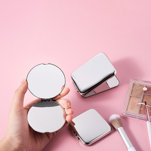 Custom Logo Portable Double-sided Round Rose Gold Metal Folded Make up <strong>Compact</strong> <strong>Mirrors</strong> Silver Pocket <strong>Mirror</strong> Travel Cosmetic Gift - Product Image 3