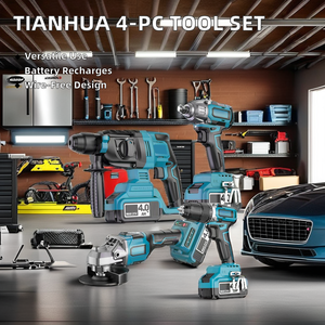 Vente directe d'usine Ensemble d'outils électriques 4 en 1 Perceuse électrique sans fil au lithium rechargeable Clé à chocs Meuleuse d'angle Marteau électrique - Product Image 6