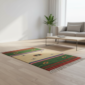 Tapis moderne en coton écologique fait à la main, lavable, pour salon, chambre et voyage - Product Image 1