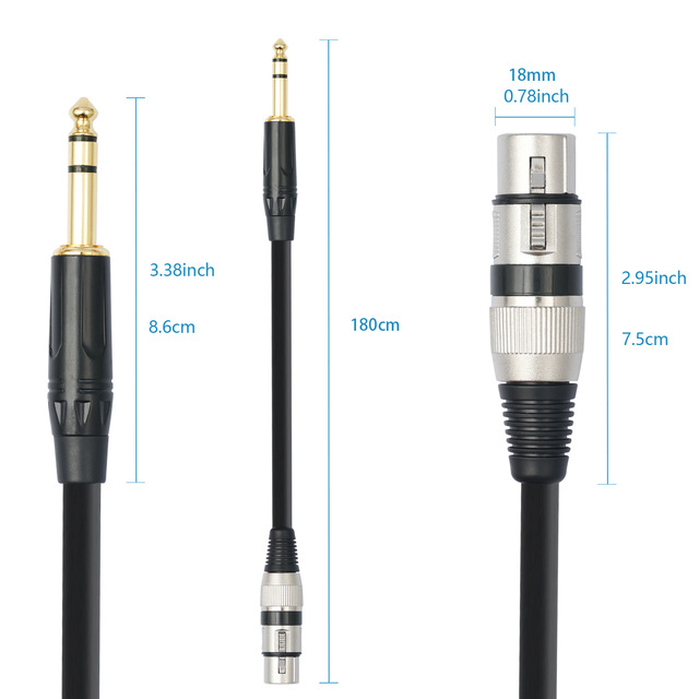4 TRS 6.35 Male to Female Balanced XLR Audio Cable for Mixer Microphone Projector Speaker Monitor & DVD Player with PVC Jacket