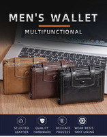 Baellerry dompet pendek PU minimalis pria harga grosir multifungsi lipat dua modis penutup terbuka pola bergaris poliester